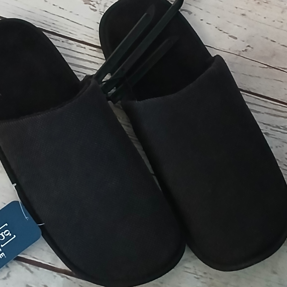 George men's OPP scuff slippers black size 9-10